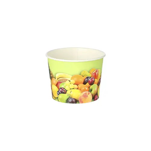 [PR/00984] Eisbecher  Pappe rund 100 ml Ø 7 cm · 5,3 cm "Früchte"