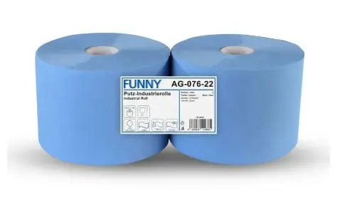 [PR/01014] Industrierolle 22 cm 2-lagig blau Zellstoffmix  1.000 Blatt 2 Rollen Funny