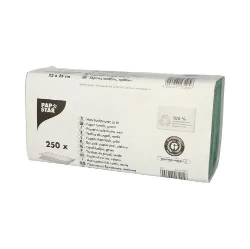 [PR/01056] Handtuchpapier V-Falz 23 cm x 25 cm grün Zick Zack, 1-lagig