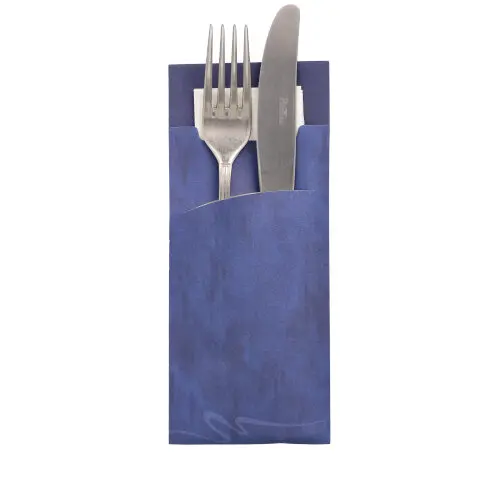 [PR/00999] Bestecktaschen 20 cm x 8,5 cm blau inkl. weißer Serviette