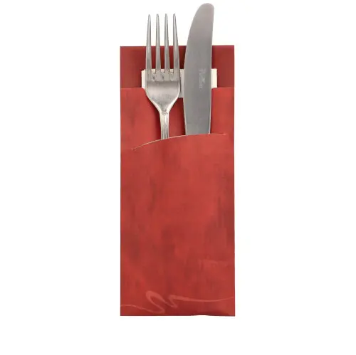 [PR/01062] Bestecktaschen 20 cm x 8,5 cm bordeaux inkl. weißer Serviette
