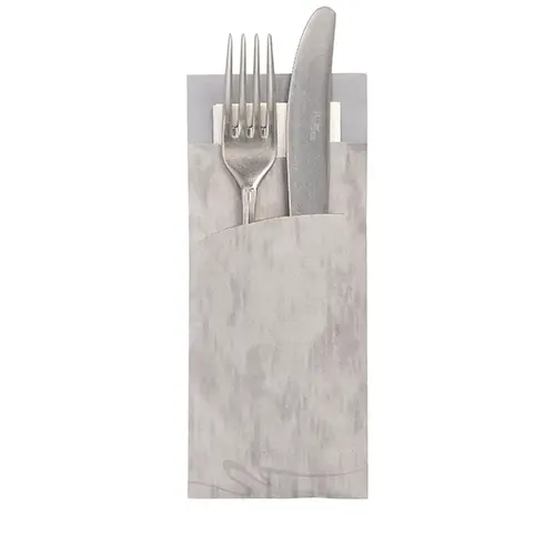 [PR/01001] Bestecktaschen 20 cm x 8,5 cm grau inkl. weißer Serviette
