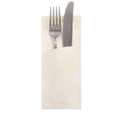 [PR/01002] Bestecktaschen 20 cm x 8,5 cm creme inkl. weißer Serviette