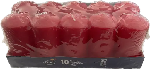 [PR/00642] Stumpenkerze rot 100x50 mm 10er Pack