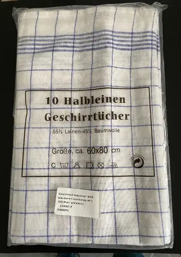 [PR/00598] Geschirrtuch 60 x 80 cm Halbleinen blau kariert 10 St. / Pack 